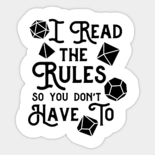 I Read The Rules So You Don't Have To Sticker